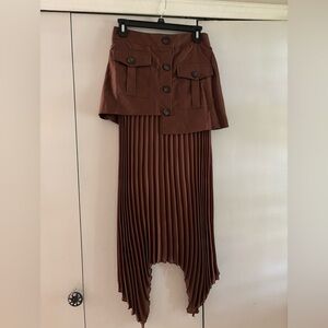NWOT Commence Elegant Brown Pleated Skirt